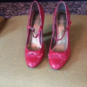 Paolo Red Patent Mary Jane Heels with Bow